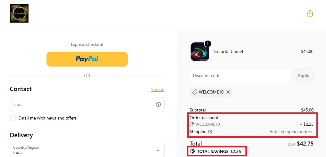AI Art Shop 10% off coupons
